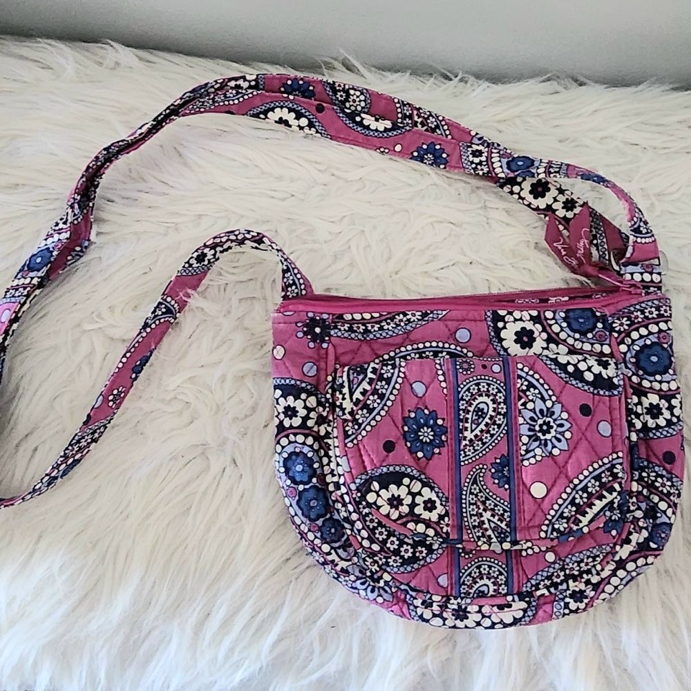 Vera Bradley adjustable crossbody bag purse paisley pink